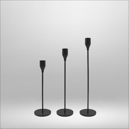 Black Taper Candlesticks - Set of 3